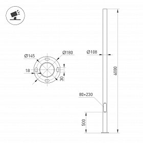 Опора фланцевая OXOR-OK1-D108-L4000 (BK) (Arlight, Сталь)