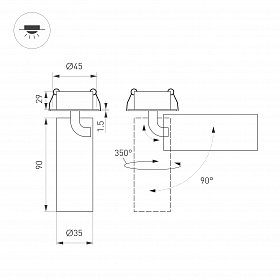 Светильник SP-NUANCE-BUILT-FLAP-R35-7W Day4000 (BK, 36 deg, 230V) (Arlight, IP40 Металл, 5 лет)