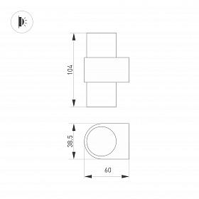 Светильник SP-SPICY-WALL-MINI-TWIN-S104x39-2x3W Warm3000 (BK, 40 deg, 230V) (Arlight, IP20 Металл, 3 года)