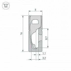 Силиконовый профиль WPH-FLEX-0616-SIDE-S9-5m BLACK (Arlight, Силикон)