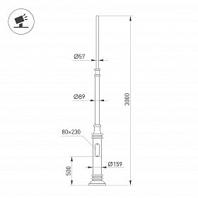 Опора фланцевая OXOR-OT3-DE-D160-L3000 (BK) (Arlight, Сталь)