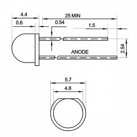 Светодиод ARL-5053UWC-700mcd (Arlight, 4,8mm (круглый; CAP))