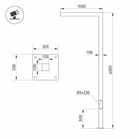 Опора OXOR-STER-G45-1000x100x100-L4000-52W Warm3000 (BK, 230V) IP65 (Arlight, Сталь)