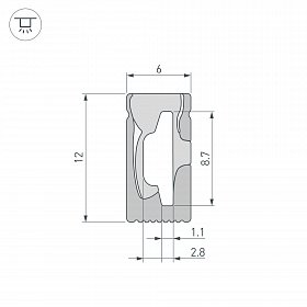 Силиконовый профиль WPH-FLEX-0612-SIDE-S8-10m BLACK (Arlight, Силикон)