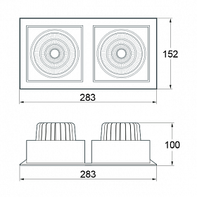 Светильник CL-KARDAN-S283x152-2x25W White6000 (WH-BK, 30 deg) (Arlight, IP20 Металл, 3 года)