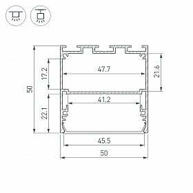 Профиль LINE-M-5050-2000 BLACK (Arlight, Алюминий)