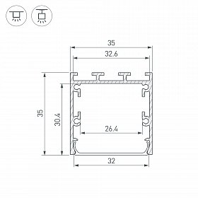 Профиль LINE-M-3535-2000 BLACK (Arlight, Алюминий)