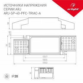 Блок питания ARJ-SP-40-PFC-TRIAC-INS (40W, 27-38V, 0.7-1.05A) (Arlight, IP20 Пластик, 5 лет)