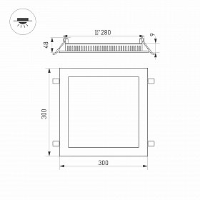 Светильник DL-300x300M-25W White (Arlight, IP40 Металл, 3 года)