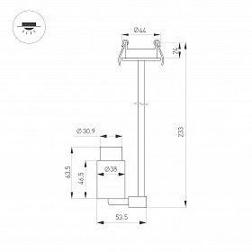 Светильник ART-NEMO-BUILT-ZOOM-L205-R38-5W Day4000 (BK, 10-55 deg, 24V) (Arlight, IP20 Металл, 5 лет)