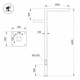 Опора OXOR-STER-Z-1600x100x100-L4000-100W Warm3000 (BK, 230V) IP65 (Arlight, Сталь)