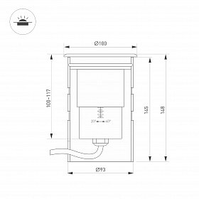 Светильник ART-GROUND-ZOOM-R100-15W Warm3000 (SL, 20-40 deg, 24V) (Arlight, IP67 Металл, 3 года)